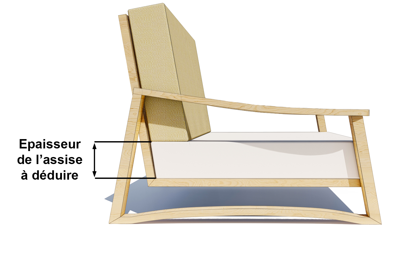 Visuel épaisseur coussin d'assise à déduire